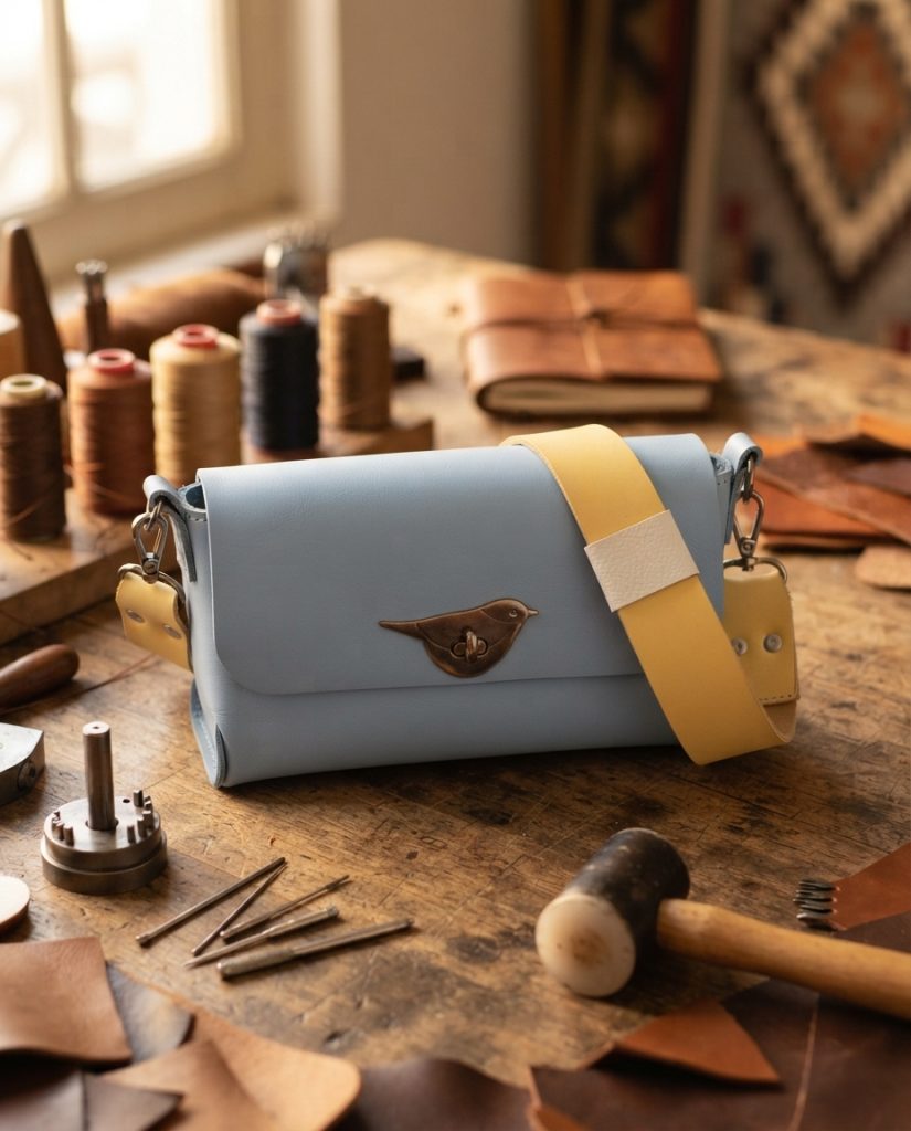 Bolsa Azul con Correa Amarilla