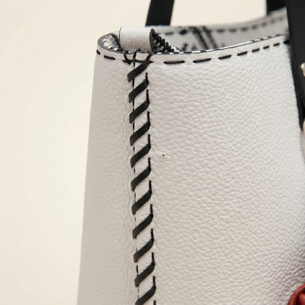 Tote Blanca Costura Negra